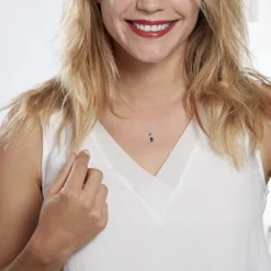 Histoire d'Or Collier Dalil Or Blanc Topaze Oxyde or blanc topaze bleue