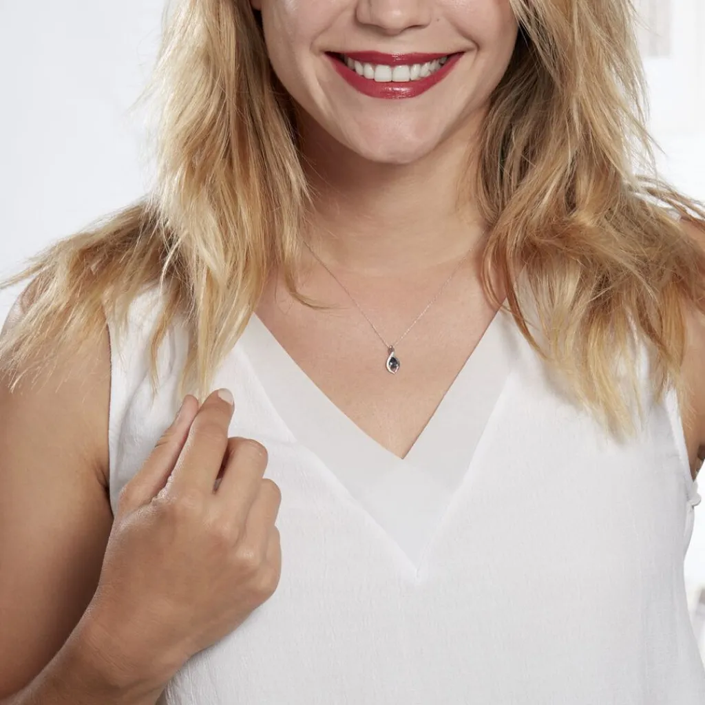 Histoire d'Or Collier Dalil Or Blanc Topaze Oxyde or blanc topaze bleue