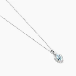Histoire d'Or Collier Dalil Or Blanc Topaze Oxyde or blanc topaze bleue Online