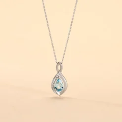 Histoire d'Or Collier Dalil Or Blanc Topaze Oxyde or blanc topaze bleue Online