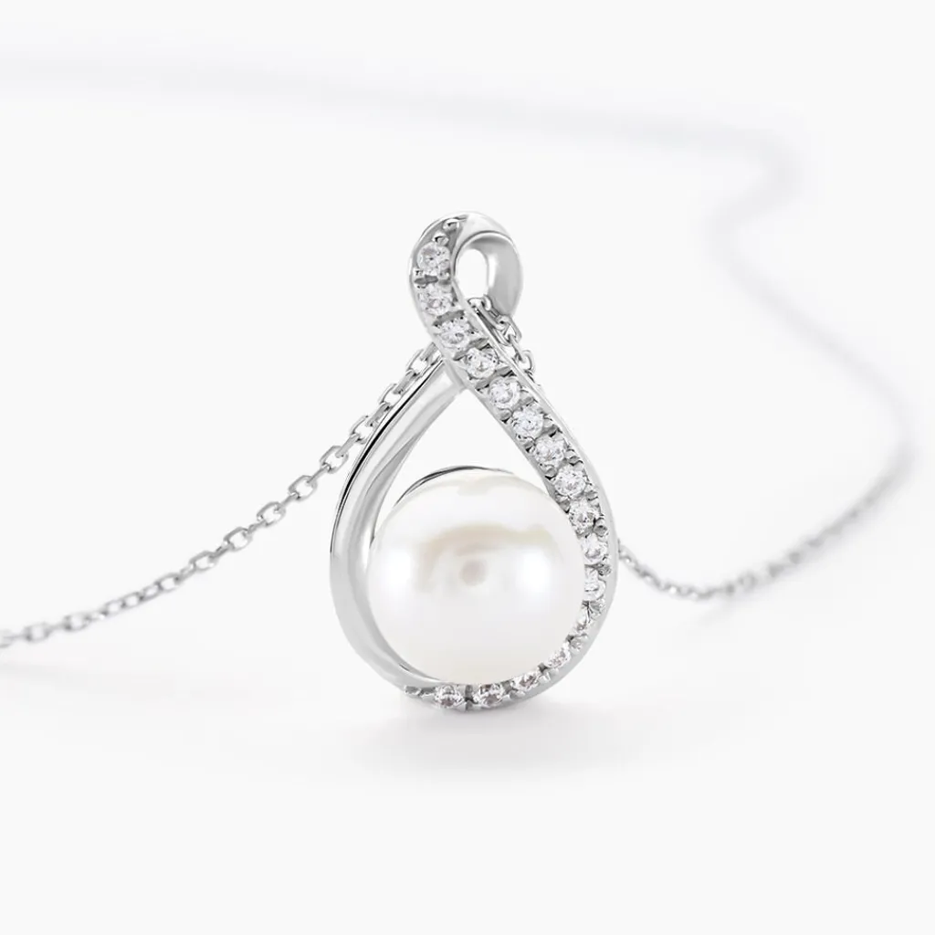 Histoire d'Or Collier Davy Or Blanc Perle De Culture Oxyde Online