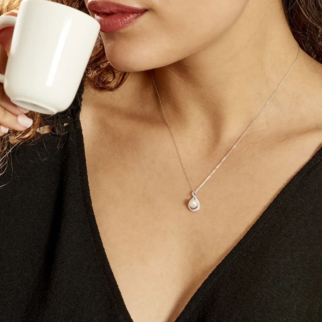 Histoire d'Or Collier Davy Or Blanc Perle De Culture Oxyde Online