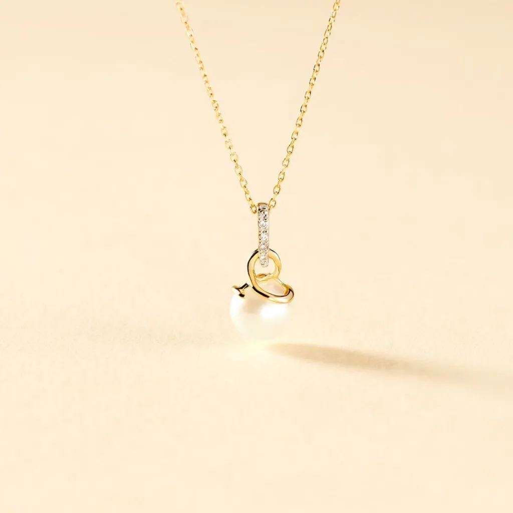 Histoire d'Or Collier Delight Or Jaune Perle De Culture Et Diamant Best