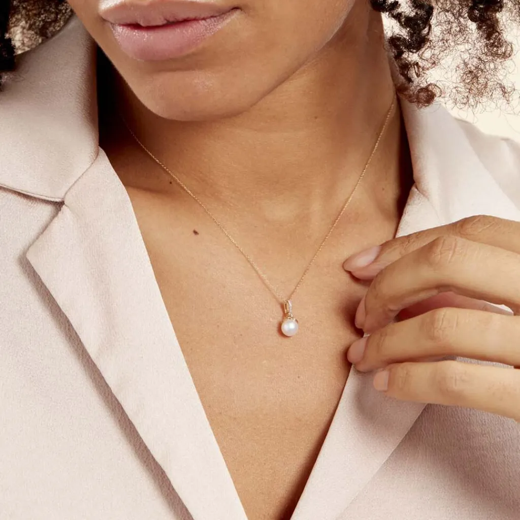 Histoire d'Or Collier Delight Or Jaune Perle De Culture Et Diamant Best