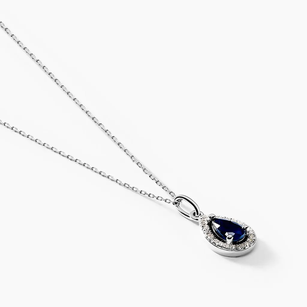 Histoire d'Or Collier Dorthy Or Blanc Saphir Et Diamant Hot