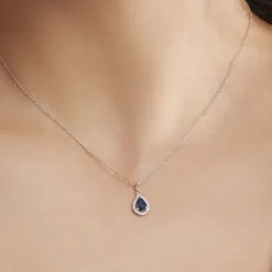 Histoire d'Or Collier Dorthy Or Blanc Saphir Et Diamant Hot