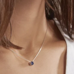 Histoire d'Or Collier Dwight argent blanc oxyde de zirconium bleu Hot