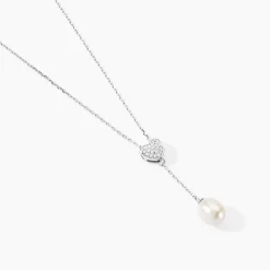 Histoire d'Or Collier Elvie Argent Blanc Perle De Culture Et Oxyde De Zirconium New