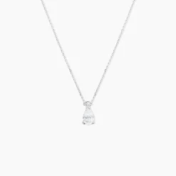 Histoire d'Or Collier Enis Or Blanc Oxyde De Zirconium Et Olivine Best