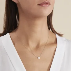 Histoire d'Or Collier Eurycide Or Blanc Oxyde De Zirconium New