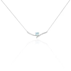 Histoire d'Or Collier Eva Or Blanc Topaze Et Oxyde De Zirconium or blanc topaze bleue New
