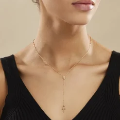 Histoire d'Or Collier Evelina Croix Maille Boule Or Jaune Discount