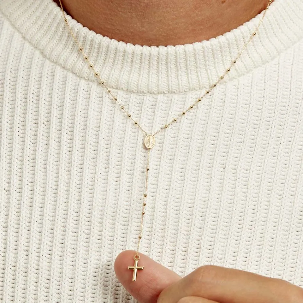 Histoire d'Or Collier Evelina Croix Maille Boule Or Jaune Discount