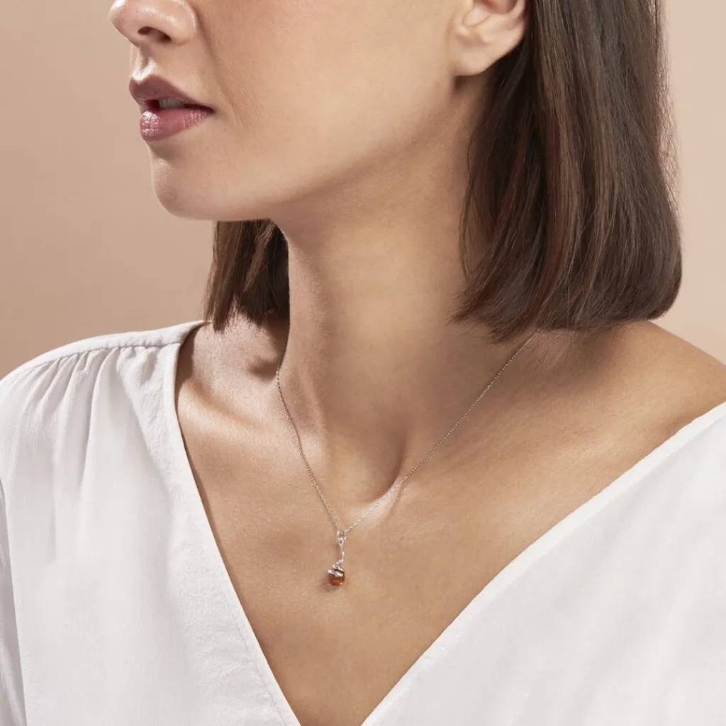 Histoire d'Or Collier Famata Argent Blanc Ambre Best