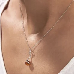 Histoire d'Or Collier Famata Argent Blanc Ambre Best