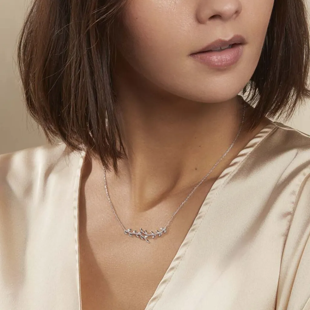 Histoire d'Or Collier Folia Argent Blanc Hot
