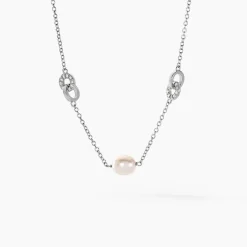 Histoire d'Or Collier Gaetane Argent Blanc Perle De Culture Oxyde De Zirconium New