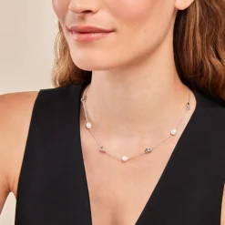 Histoire d'Or Collier Gaetane Argent Blanc Perle De Culture Oxyde De Zirconium New