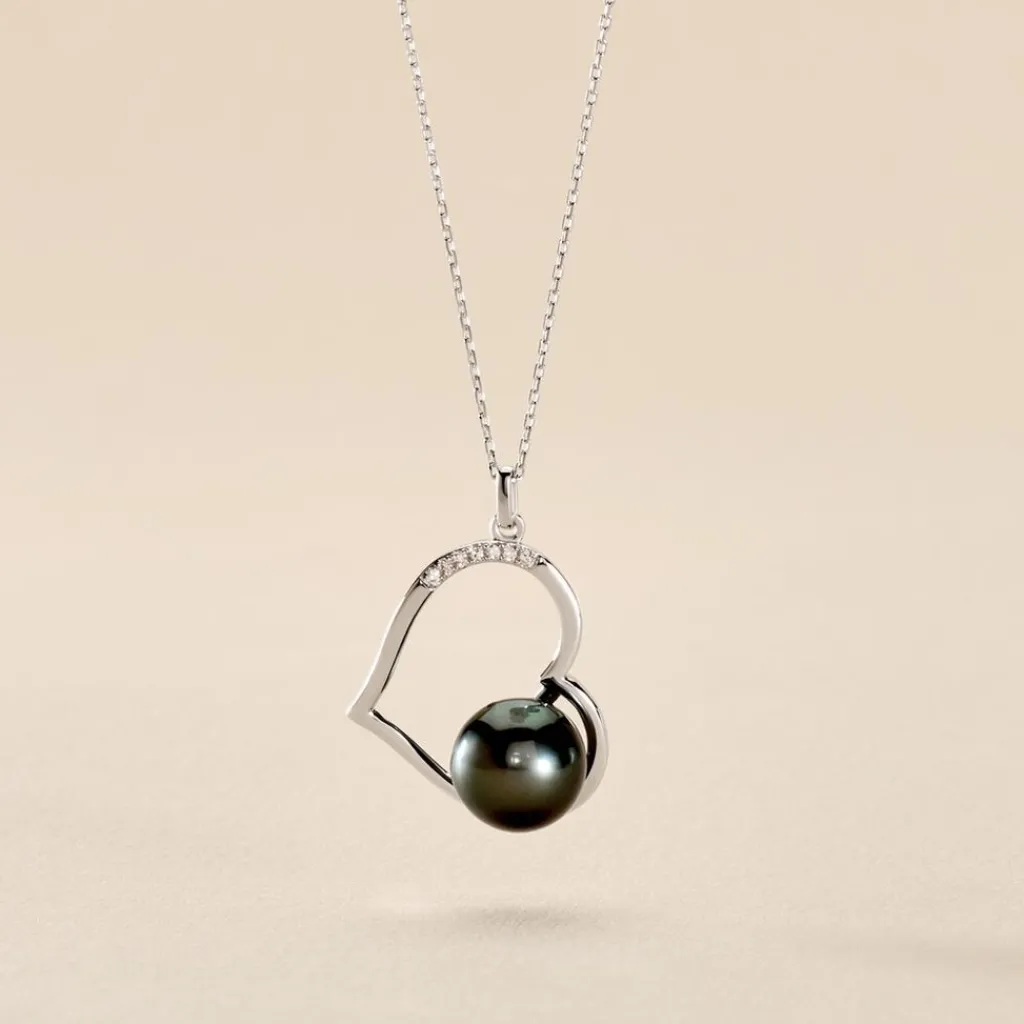 Histoire d'Or Collier Gian Or Blanc Perle De Tahiti Diamant Clearance