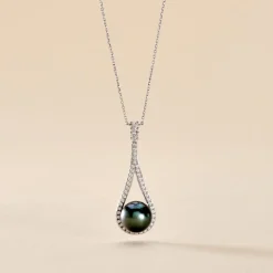 Histoire d'Or Collier Gillet Or Blanc Perle De Tahiti Oxyde Zirconium Sale