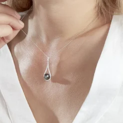 Histoire d'Or Collier Gillet Or Blanc Perle De Tahiti Oxyde Zirconium Sale