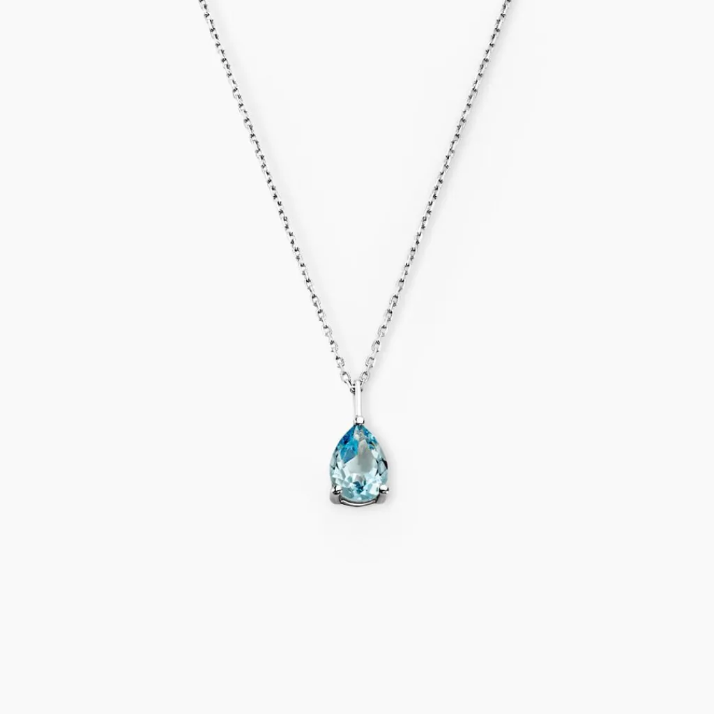 Histoire d'Or Collier Goutte Or Blanc Topaze Best