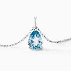 Histoire d'Or Collier Goutte Or Blanc Topaze Best