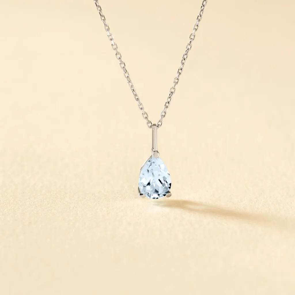 Histoire d'Or Collier Goutte Or Blanc Topaze Best