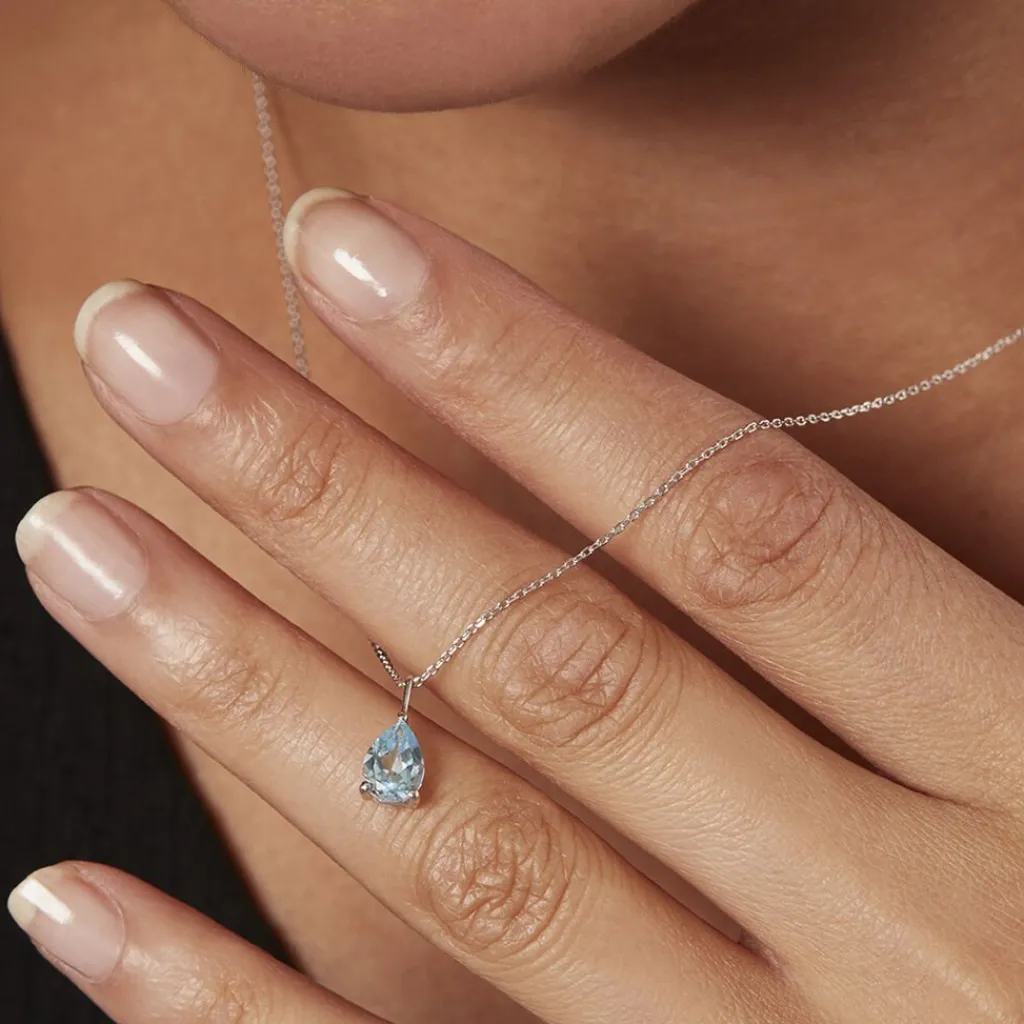 Histoire d'Or Collier Goutte Or Blanc Topaze Best