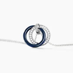 Histoire d'Or Collier Grizzel Argent Céramique Oxyde argent blanc céramique bleue Outlet