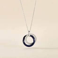 Histoire d'Or Collier Grizzel Argent Céramique Oxyde argent blanc céramique bleue Outlet