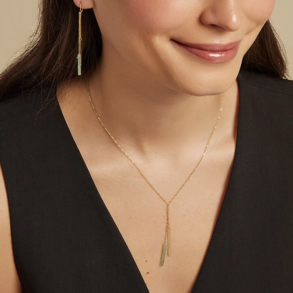 Histoire d'Or Collier Halcyone Or Jaune Aventurine or jaune aventurine vert New