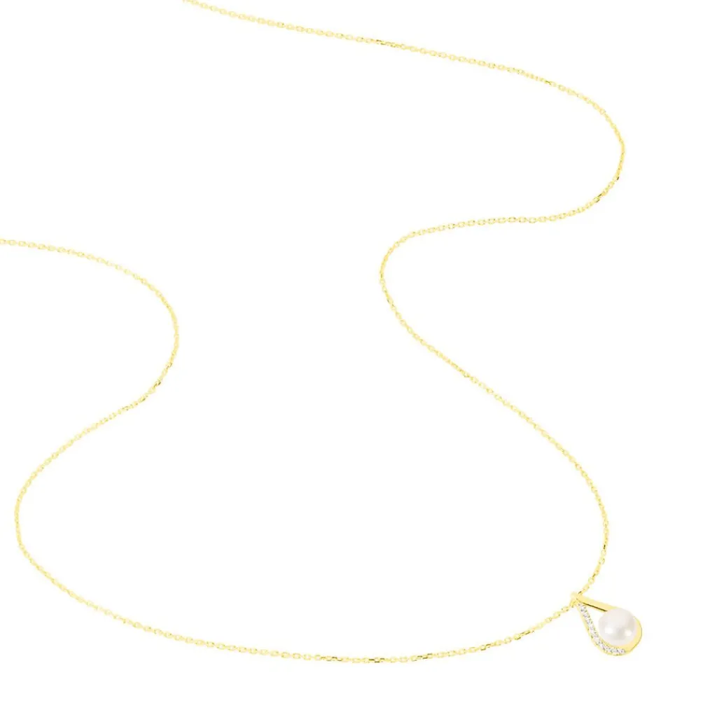 Histoire d'Or Collier Helin Or Jaune Perle De Culture Et Oxyde De Zirconium Clearance