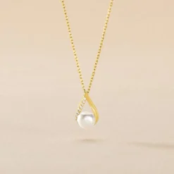 Histoire d'Or Collier Helin Or Jaune Perle De Culture Et Oxyde De Zirconium Clearance