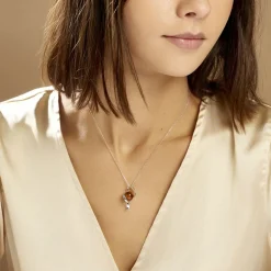 Histoire d'Or Collier Hilarionne Argent Blanc Ambre New