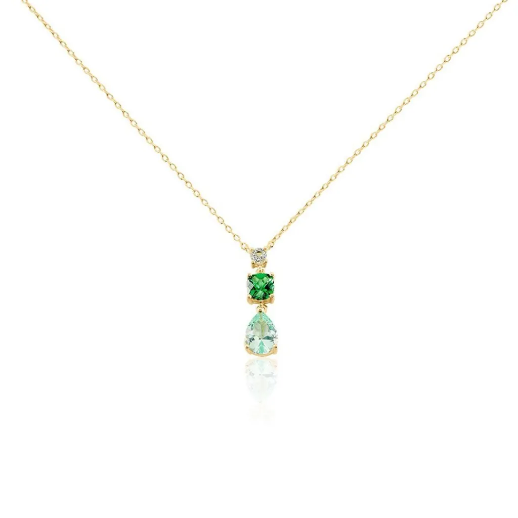 Histoire d'Or Collier Huffie Plaqué Or Jaune Pierre D'imitation New