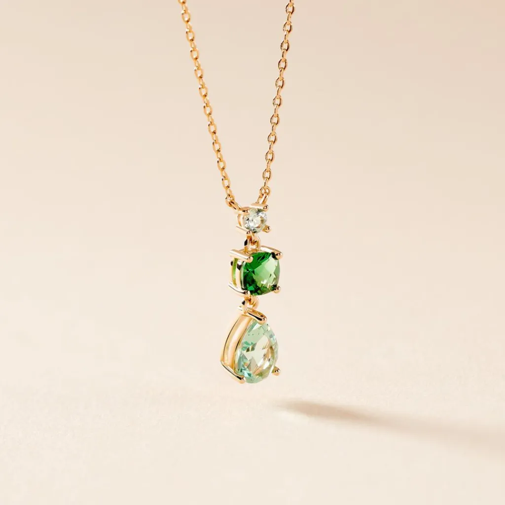 Histoire d'Or Collier Huffie Plaqué Or Jaune Pierre D'imitation New