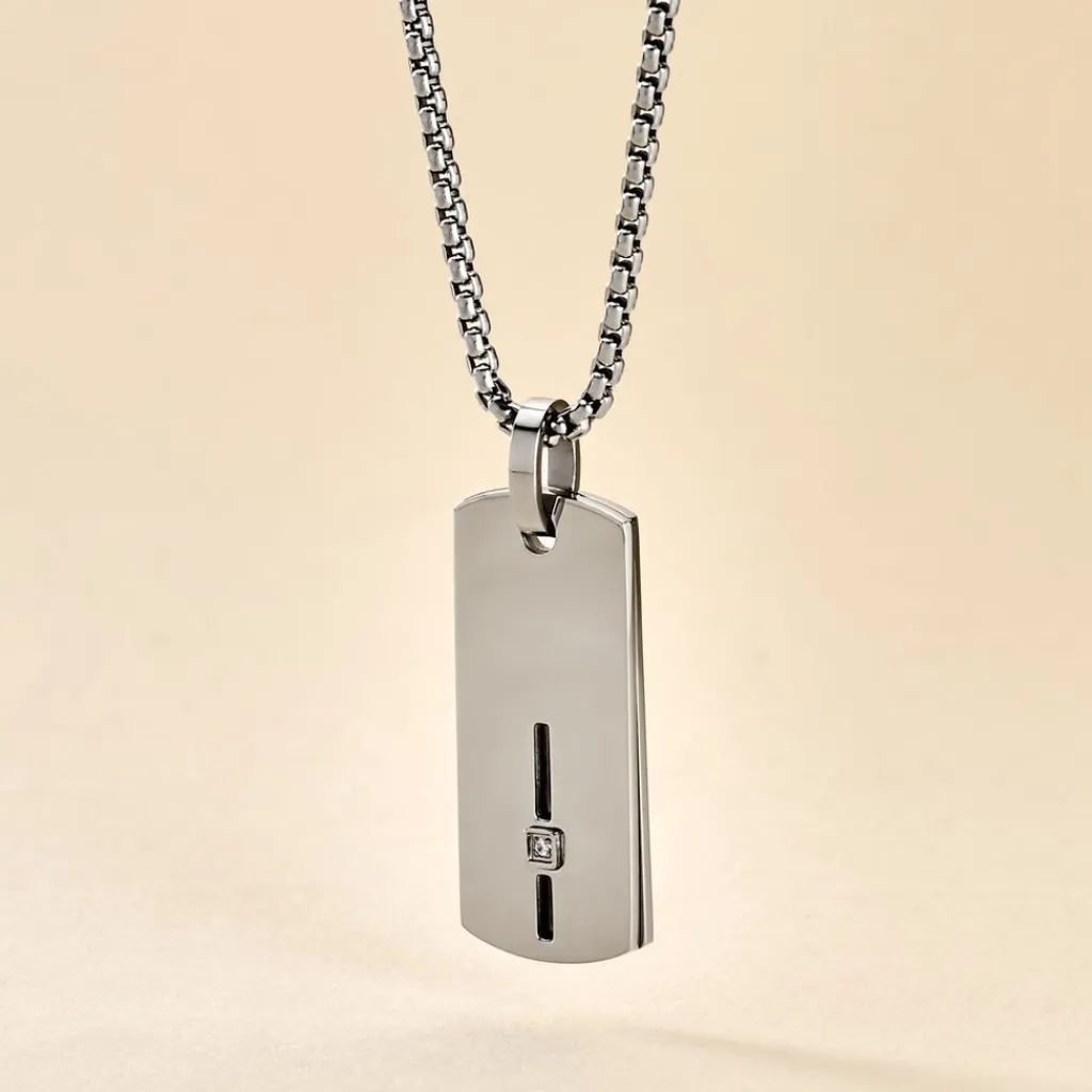 Histoire d'Or Collier Iefan Acier Blanc Oxyde De Zirconium New