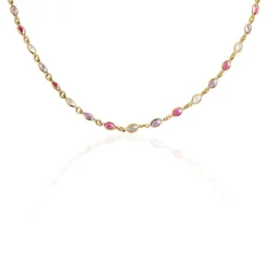 Histoire d'Or Collier Ilvaae Plaqué Or Pierre De Synthèse Rose Outlet