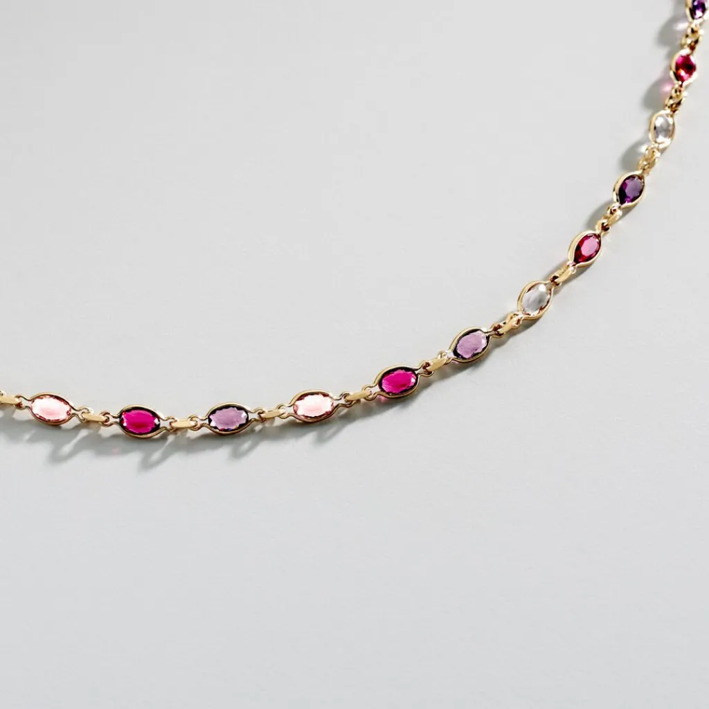 Histoire d'Or Collier Ilvaae Plaqué Or Pierre De Synthèse Rose Outlet