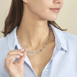 Histoire d'Or Collier Jeremi Maille Alternee 1/3 Et Plaquettes Argent Blanc Clearance