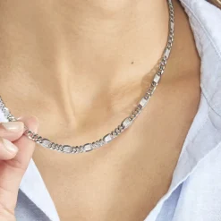 Histoire d'Or Collier Jeremi Maille Alternee 1/3 Et Plaquettes Argent Blanc Clearance