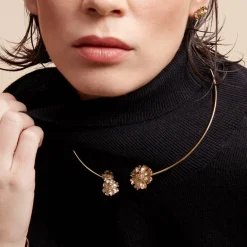 Histoire d'Or Collier Jonc Dyonis Acier Jaune Sale