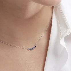 Histoire d'Or Collier Karrie Argent Blanc Oxyde De Zirconium argent blanc oxyde bleu Sale