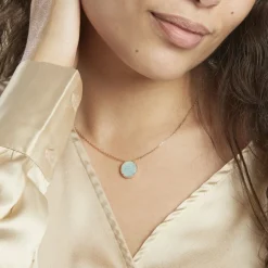 Histoire d'Or Collier Leeve Plaqué Or Jaune Amazonite Outlet