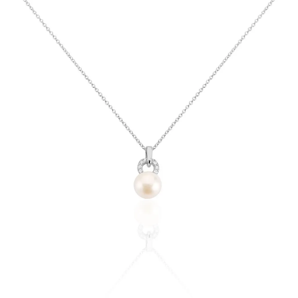 Histoire d'Or Collier Lilio Argent Blanc Perle De Culture Et Oxyde De Zirconium New