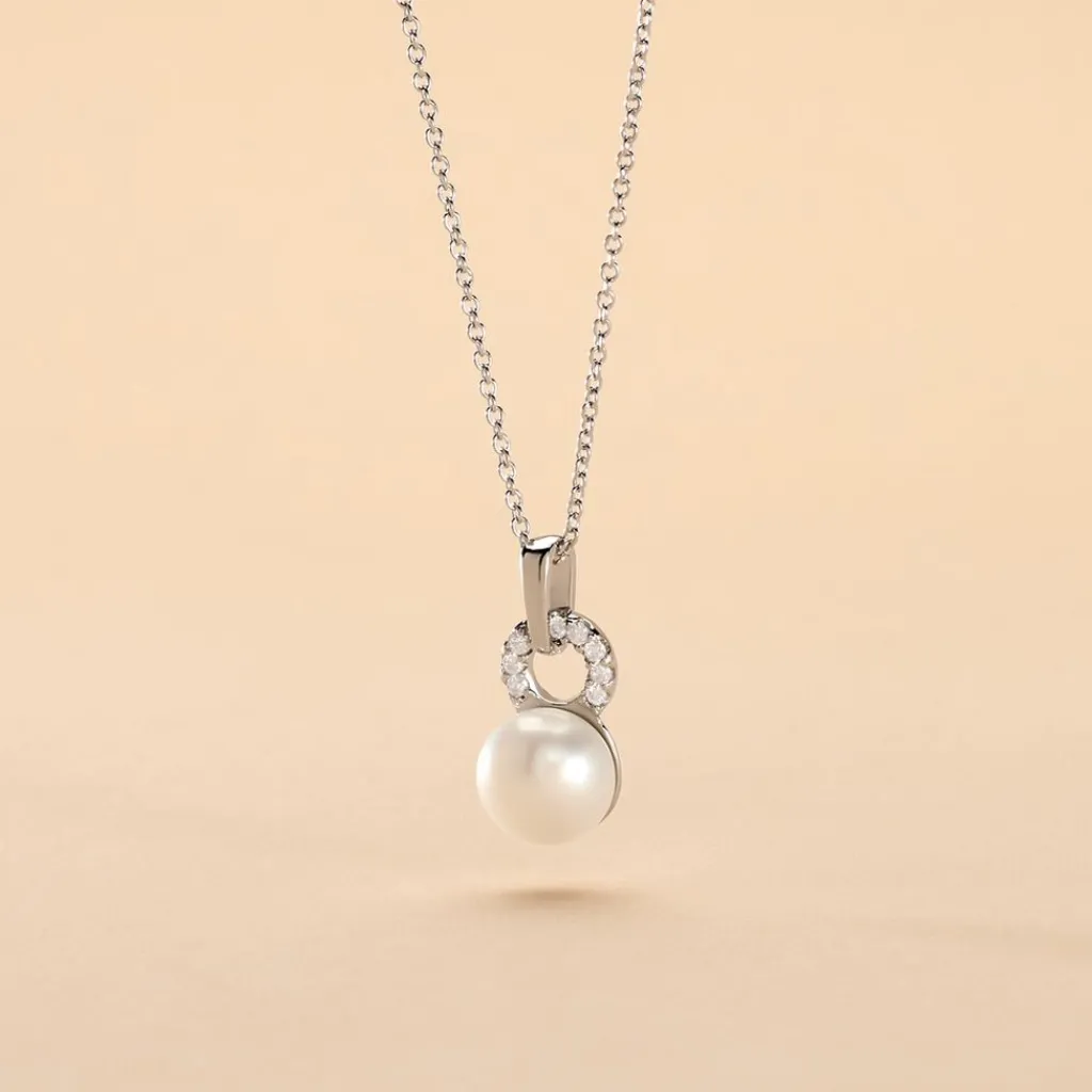 Histoire d'Or Collier Lilio Argent Blanc Perle De Culture Et Oxyde De Zirconium New