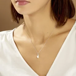 Histoire d'Or Collier Lilio Argent Blanc Perle De Culture Et Oxyde De Zirconium New