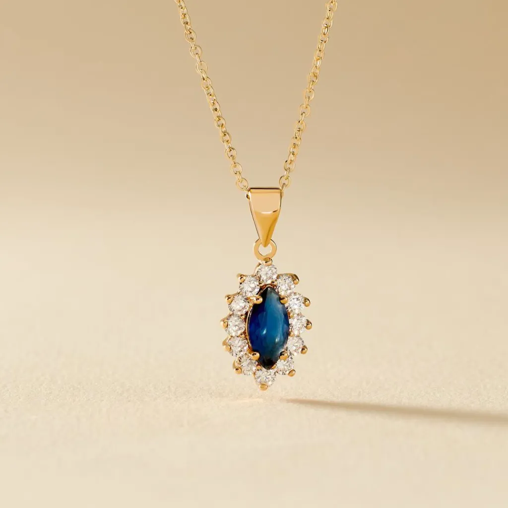 Histoire d'Or Collier Lisea Plaqué Or Jaune Verre Et Oxyde De Zirconium plaqué or jaune verre bleu Discount