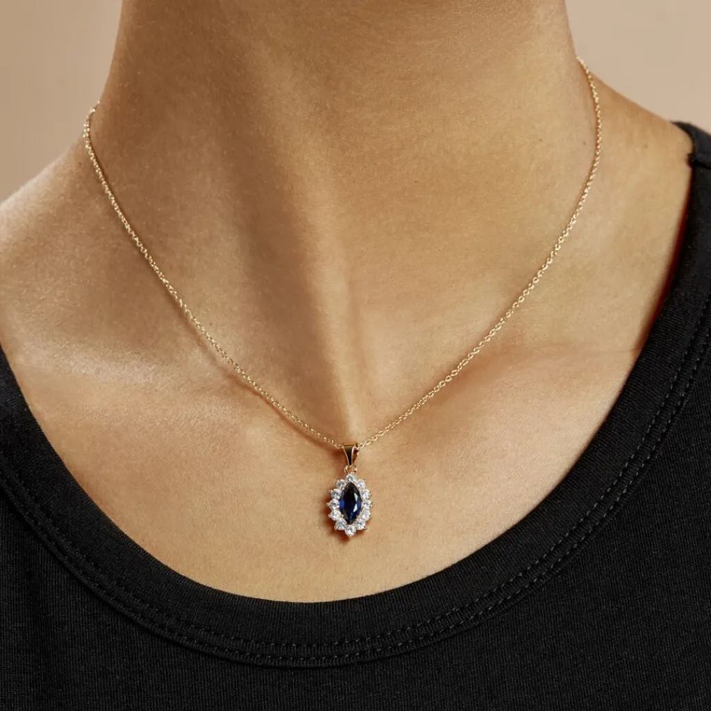 Histoire d'Or Collier Lisea Plaqué Or Jaune Verre Et Oxyde De Zirconium plaqué or jaune verre bleu Discount